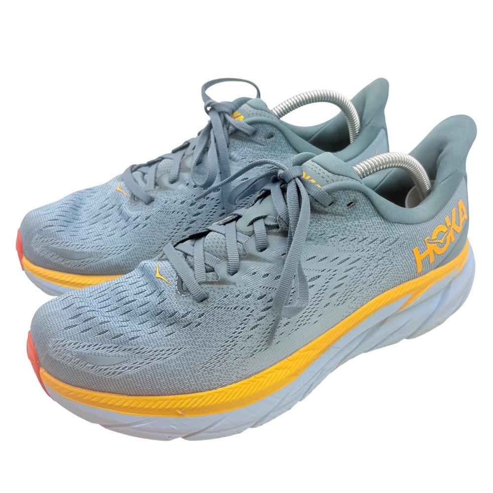 Hoka Clifton‎ 8 Running Shoes Mens 10 EE Extra Wide Gray Blue Athletic Support
